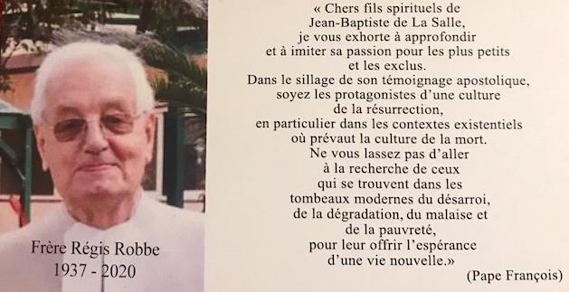 Mot du Frère Visiteur lors de la messe de requiem pour le repos de l’âme du Frère Régis Claude Robbe.