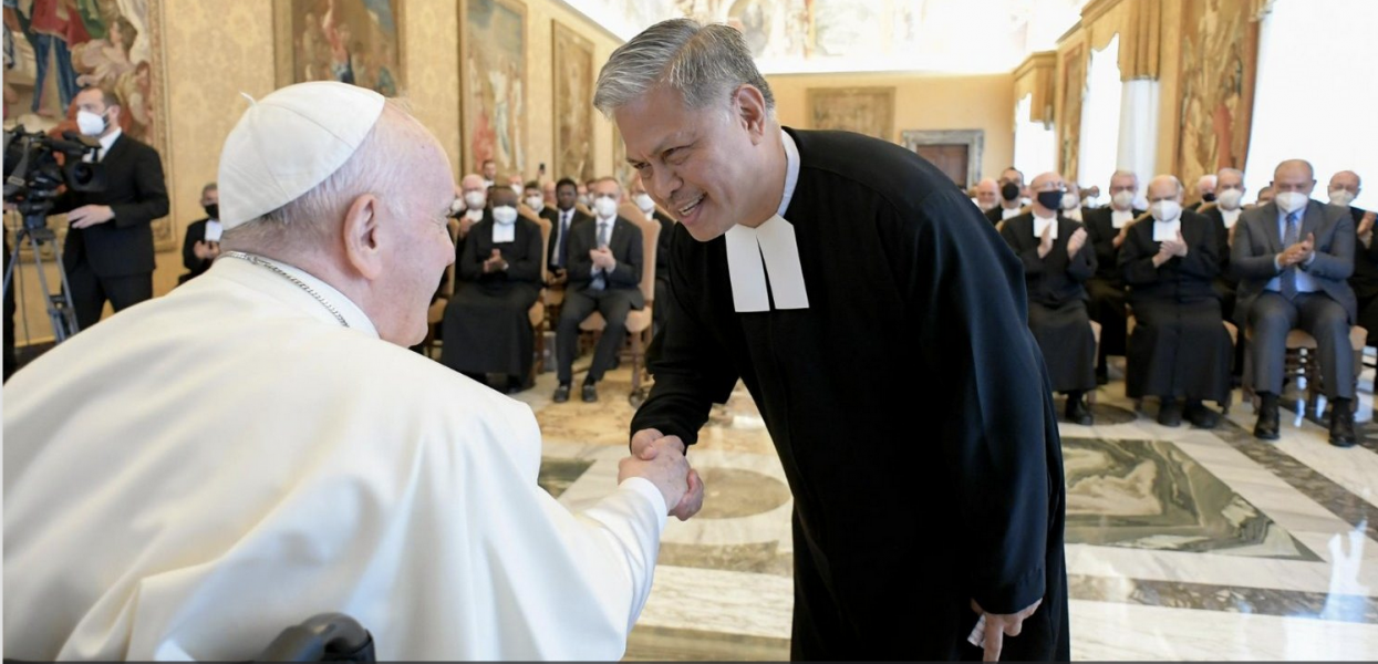 Les capitulants rencontrent le Pape François.